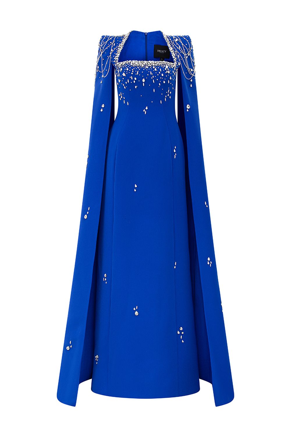 Long Cape Sleeves Floor Length Dress